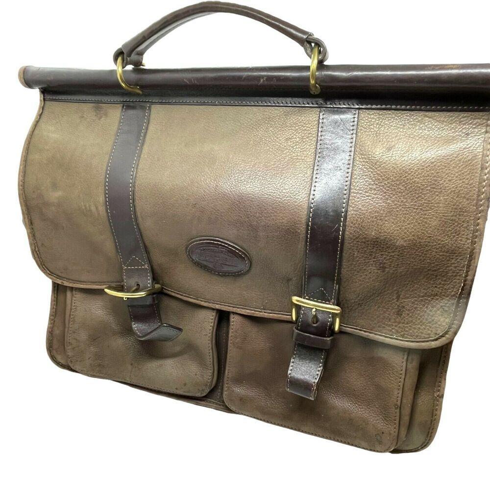 Fossil Mens Brown Leather Distressed Top Handle Satchel Briefcase Messenger Bag
